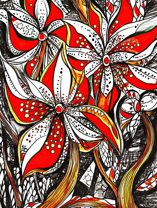 "Flower Symphony" başlıklı Dijital Sanat Irina Shumskaya tarafından, Orijinal sanat, AI tarafından oluşturulan görüntü