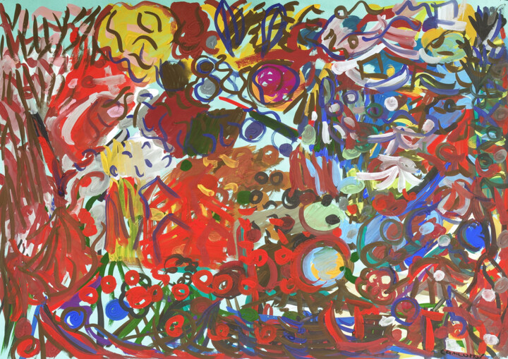 "L'Aide du Tambourin" başlıklı Tablo Yuriy Samsonov tarafından, Orijinal sanat, Guaş boya