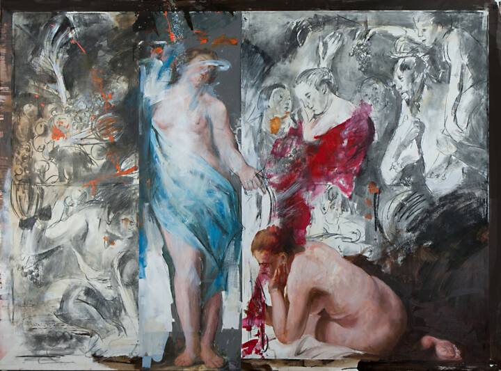 Pintura intitulada "Allegoria" por Paolo Damiani, Obras de arte originais, Óleo