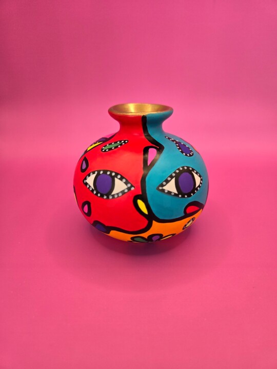 "Vaasje "Purple eyes"" başlıklı Heykel Cathique Art tarafından, Orijinal sanat, Akrilik