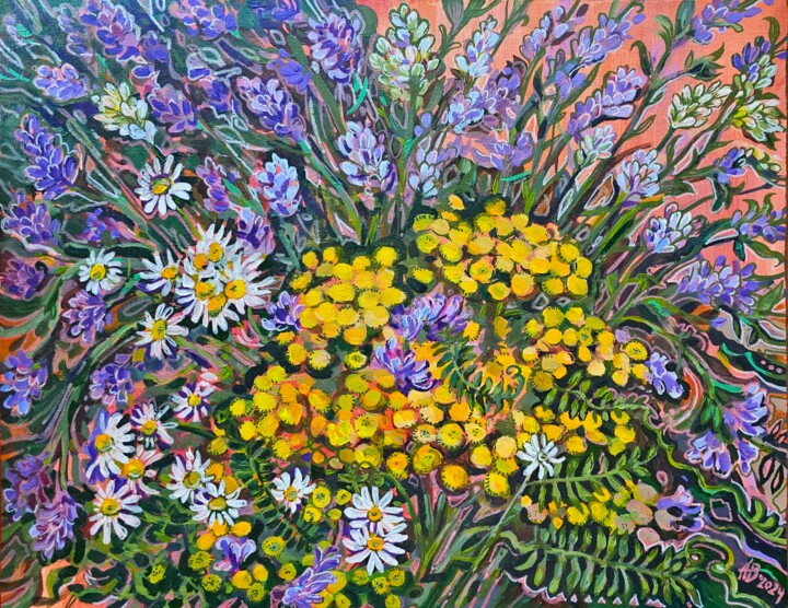 美術品-絵   花 Amazon.co.jp: 絵画 インテリア すずらん 花束 「巡る幸せを花束