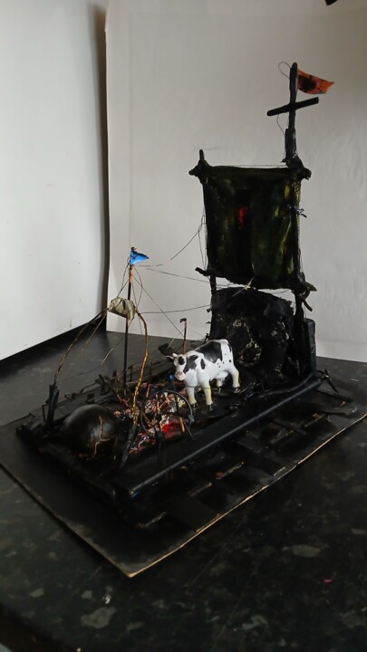 Escultura intitulada "The COW RAFT." por Joseph Urie, Obras de arte originais, Terracota