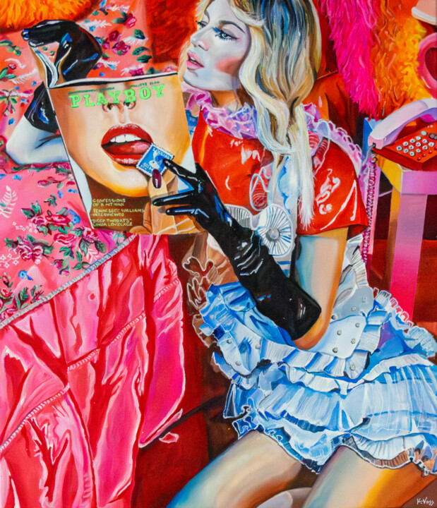 Картина под названием "Deep Throat" - Kristin Voss, Подлинное произведение искусства, Акрил Установлен на Деревянная рама дл…