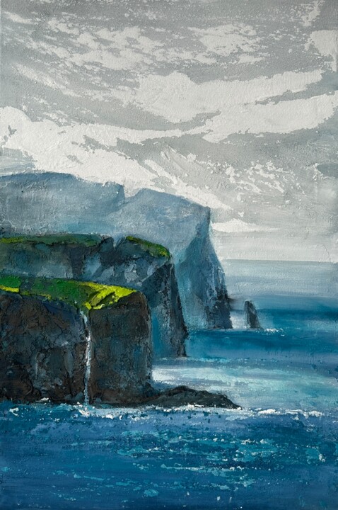 "Ocean Cliffs, textu…" başlıklı Tablo Julia Evpak tarafından, Orijinal sanat, Akrilik Ahşap Sedye çerçevesi üzerine monte ed…