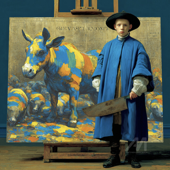 "To Kill the Cow in…" başlıklı Dijital Sanat Suima tarafından, Orijinal sanat, AI tarafından oluşturulan görüntü