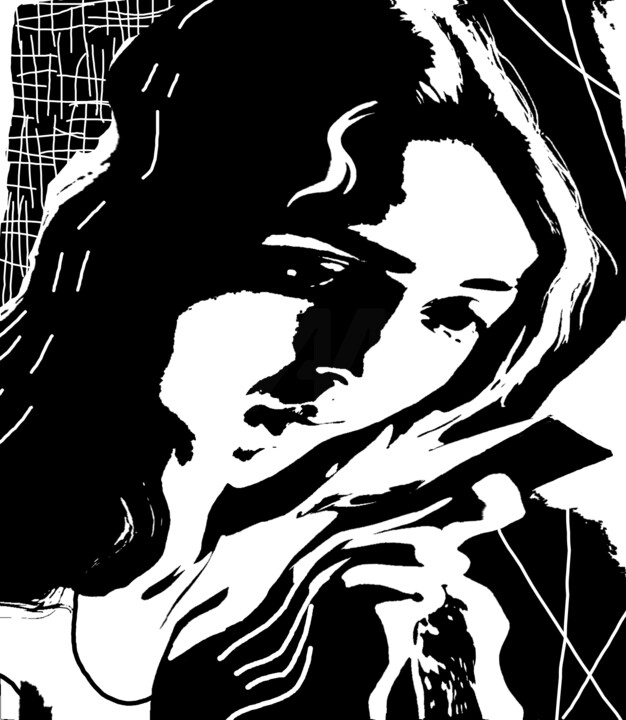 "Woman with her phon…" başlıklı Dijital Sanat Ernesto Rivera Novoa tarafından, Orijinal sanat, Dijital Resim