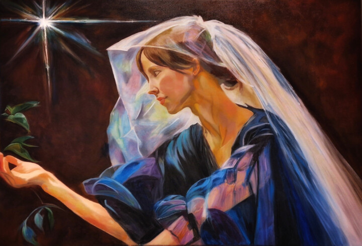 Malerei mit dem Titel "Stardust" von Jolanta Rabenstein, Original-Kunstwerk, Öl Auf Keilrahmen aus Holz montiert