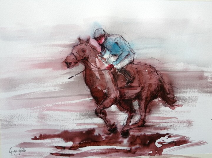 Dibujo titulada "the horse race 53" por Giorgio Gosti, Obra de arte original, Bolígrafo