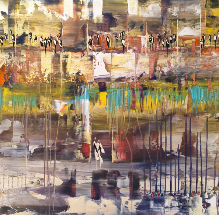 Malarstwo zatytułowany „CAVALIER SEUL” autorstwa Jean-Humbert Savoldelli, Oryginalna praca, Akryl Zamontowany na Drewniana r…