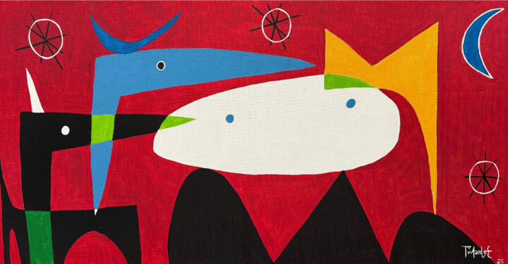 "Con los coyotes" başlıklı Tablo Enrique Pichardo tarafından, Orijinal sanat, Akrilik