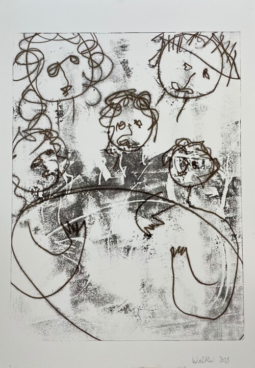 印花与版画 标题为“Family of Five at D…” 由Susanne Caecilie Walther, 原创艺术品, 蒙纳