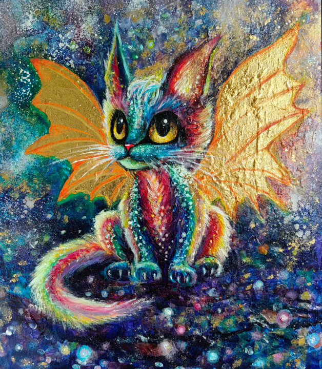 Painting titled "ДраКотик - волшебни…" by Antara Terrael, Original Artwork, Acrylic