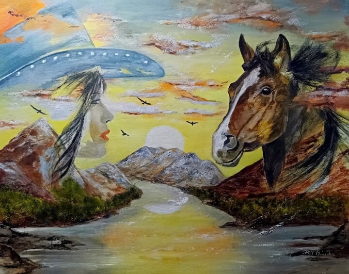 Painting titled "Eternal Gaze" by Mónika Katalin Pál, Original Artwork, Oil Mounted on Wood Stretcher frame