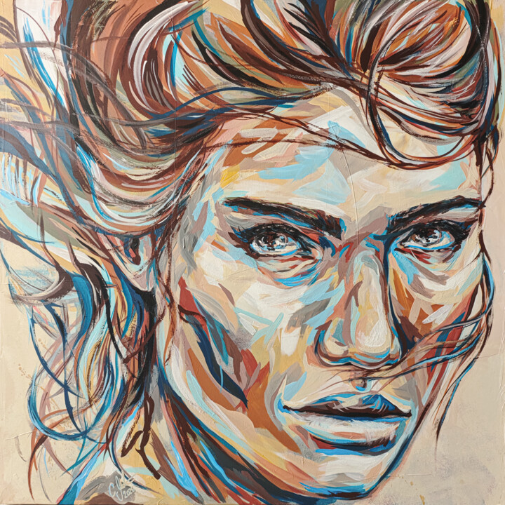 "Alva" başlıklı Tablo Carolyn Mielke (carographic) tarafından, Orijinal sanat, Akrilik Ahşap Sedye çerçevesi üzerine monte e…