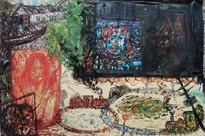 Pintura intitulada "The 10.30 TO PORT E…" por Joseph Urie, Obras de arte originais, Óleo Montado em Cartão