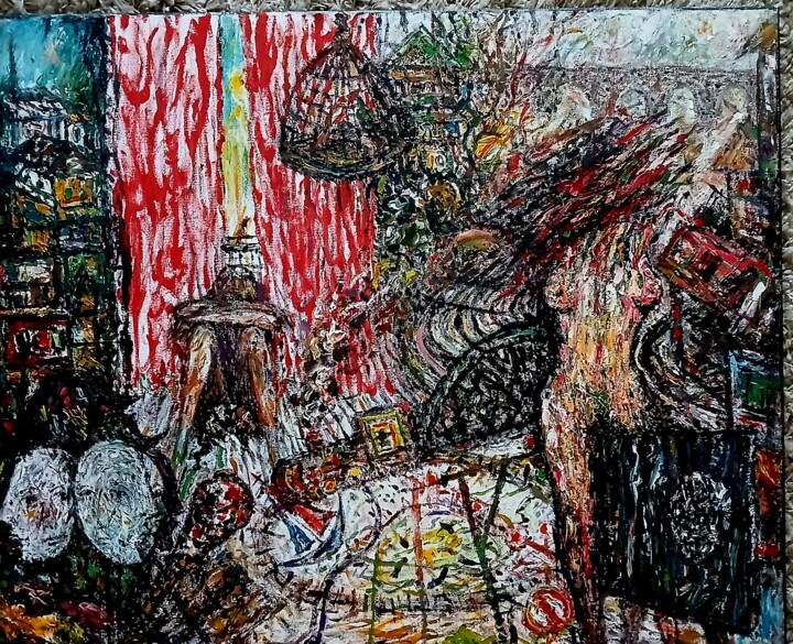 Pintura intitulada ""ANOTHER COVID DAY"" por Joseph Urie, Obras de arte originais, Acrílico Montado em Armação em madeira