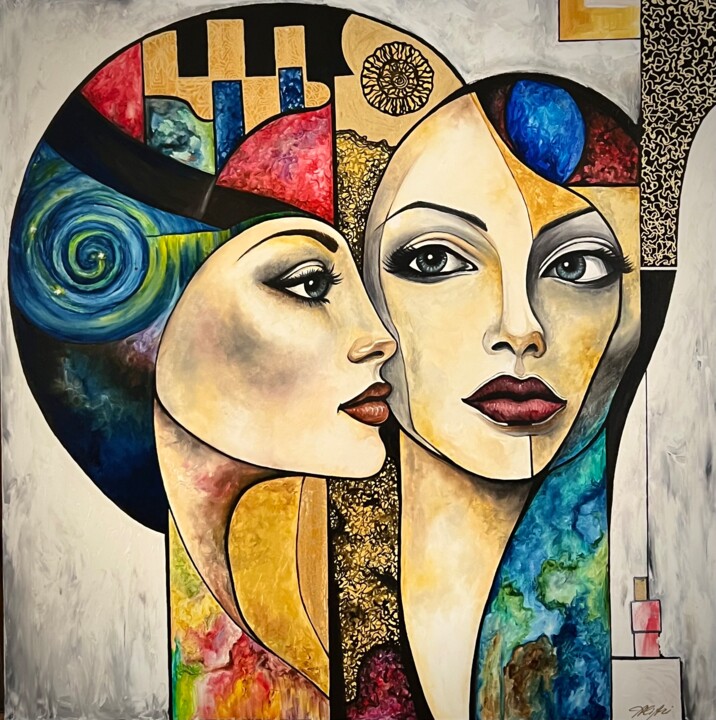 Peinture intitulée "“The Equation of Dr…" par Aliari, Œuvre d'art originale, Huile Monté sur Châssis en bois