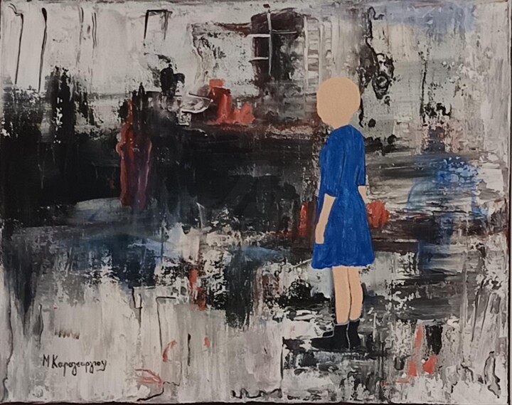 Painting titled "ΤΩΡΑ?" by Maria Karageorgiou, Original Artwork, Acrylic