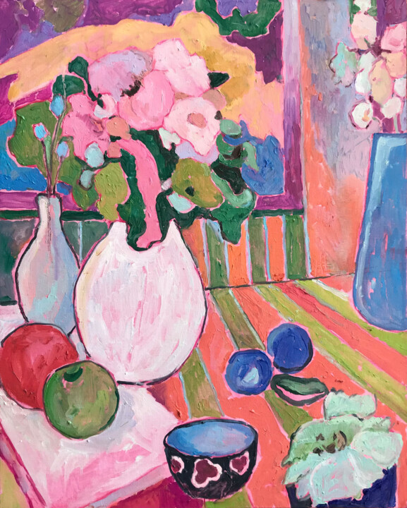 Painting titled "Gentle Dispute" by Natalia Bessmertnova, Original Artwork, Oil