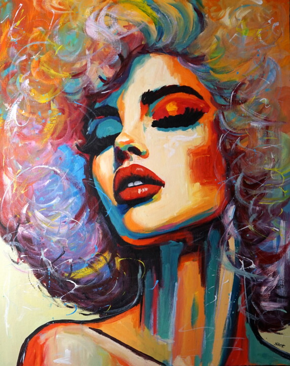 Malarstwo zatytułowany „Sunny Passion” autorstwa Stach, Oryginalna praca, Akryl Zamontowany na Drewniana rama noszy