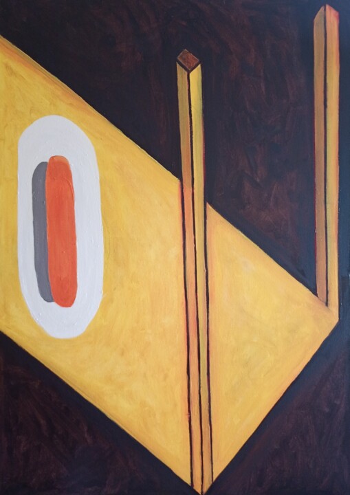 Schilderij getiteld "Yellow abstract art…" door Pavlo Ponomarenko, Origineel Kunstwerk, Olie