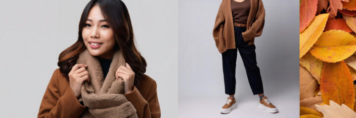 Artes digitais intitulada "Outfit autunno inve…" por O. Soniart, Obras de arte originais, Imagem gerada por IA