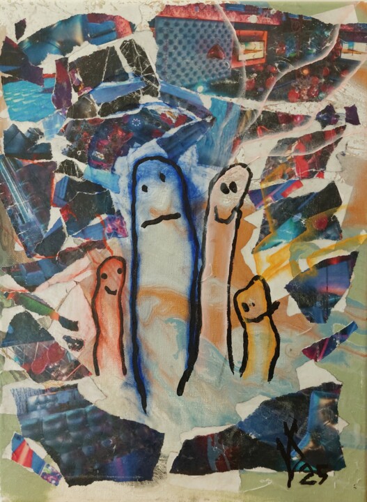 Painting titled "Me And My Mriends" by Viktoria Dragon, Original Artwork, Acrylic