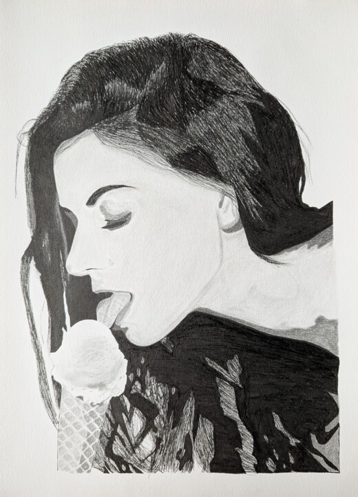 Dessin intitulée "Dolce un po' salato" par Chris Donazzon, Œuvre d'art originale, Crayon