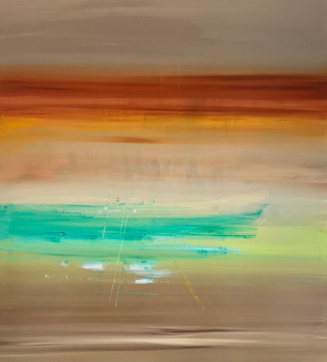 Pintura intitulada "Laguna 23" por Alberto Saka, Obras de arte originais, Óleo Montado em Armação em madeira