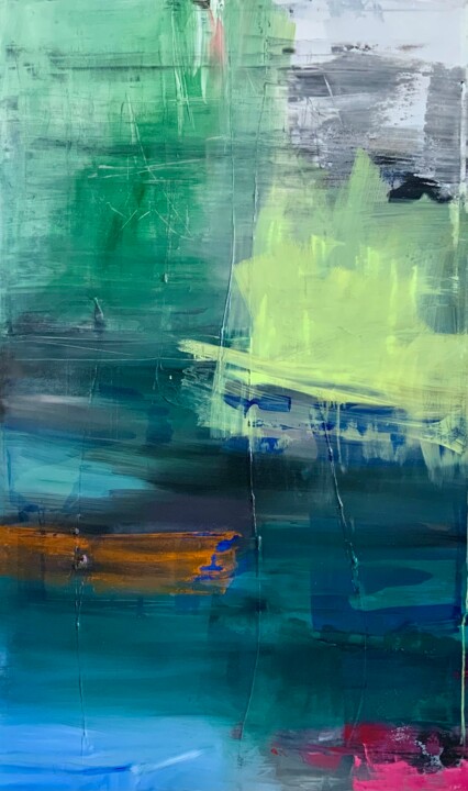 Pintura intitulada "Laguna 24" por Alberto Saka, Obras de arte originais, Óleo Montado em Armação em madeira