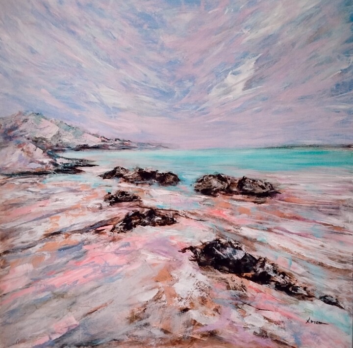 "Pink Sand" başlıklı Tablo Chrysoula Matalliotaki tarafından, Orijinal sanat, Akrilik Ahşap Sedye çerçevesi üzerine monte ed…