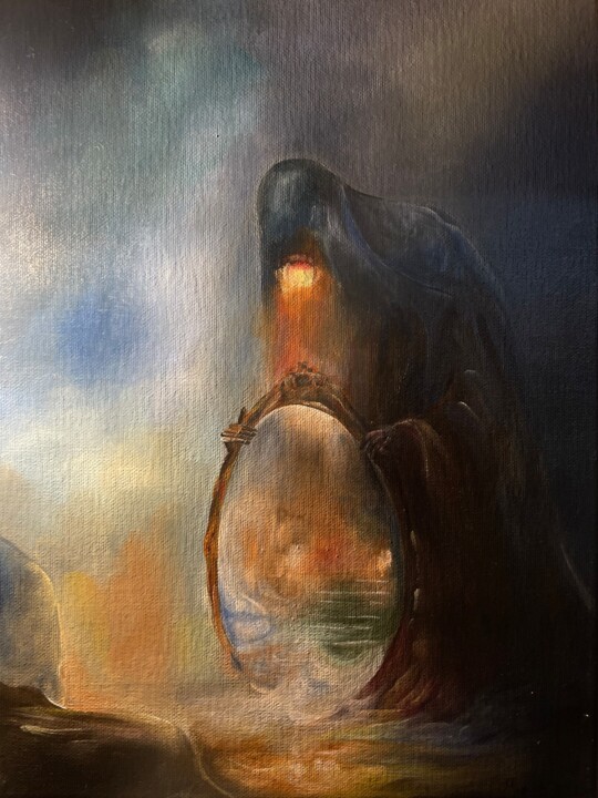 Painting titled "Mirror Prayer (Refl…" by Marianna Lambrou, Original Artwork, Acrylic