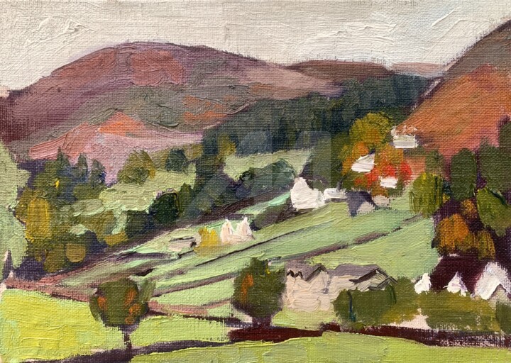 Pintura intitulada "Lllangollen, Wales" por Georgina Rey, Obras de arte originais, Óleo Montado em Painel de madeira