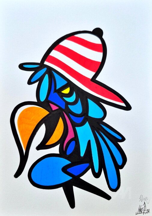Dessin intitulée "Birdy" par Art De Noé, Œuvre d'art originale, Acrylique