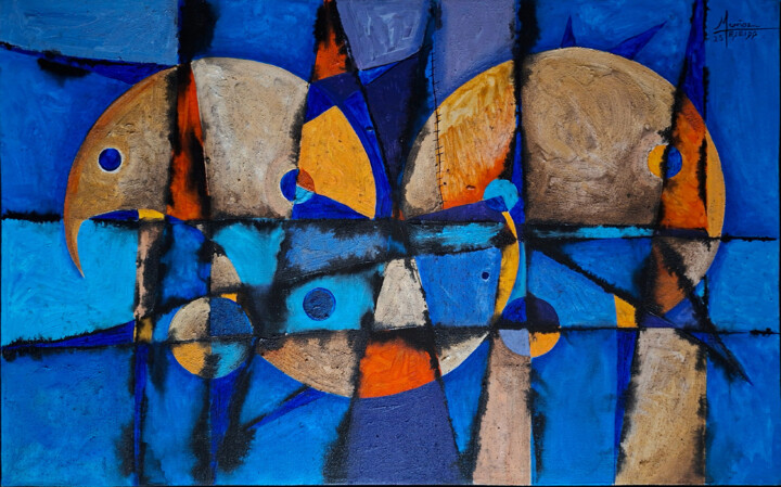 "Lunas en movimiento" başlıklı Tablo Francisco Muñoz Tejeida tarafından, Orijinal sanat, Akrilik