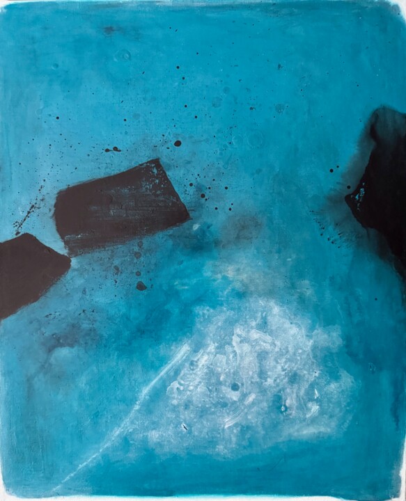 Malarstwo zatytułowany „Bleu, noir” autorstwa Farid Bellal, Oryginalna praca, Akryl Zamontowany na Drewniana rama noszy