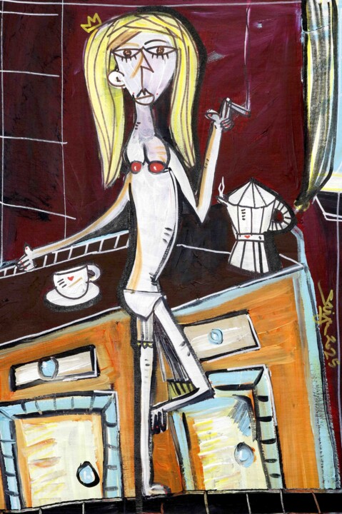 Pintura intitulada "Coffee Break" por Alessandro Siviglia, Obras de arte originais, Acrílico Montado em Armação em madeira