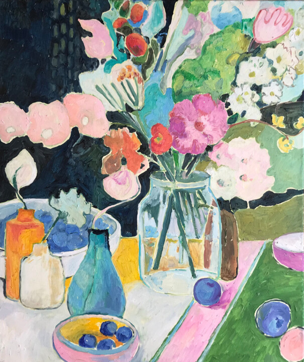 Painting titled "Tender Balance" by Natalia Bessmertnova, Original Artwork, Oil