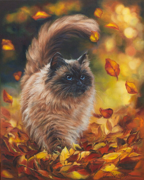 "My fluffy cat" başlıklı Tablo Рита Цемкало tarafından, Orijinal sanat, Petrol