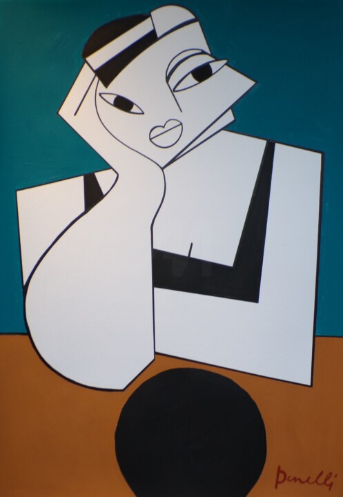 Peinture intitulée "Portrait a girl" par Gabriele Donelli, Œuvre d'art originale, Acrylique