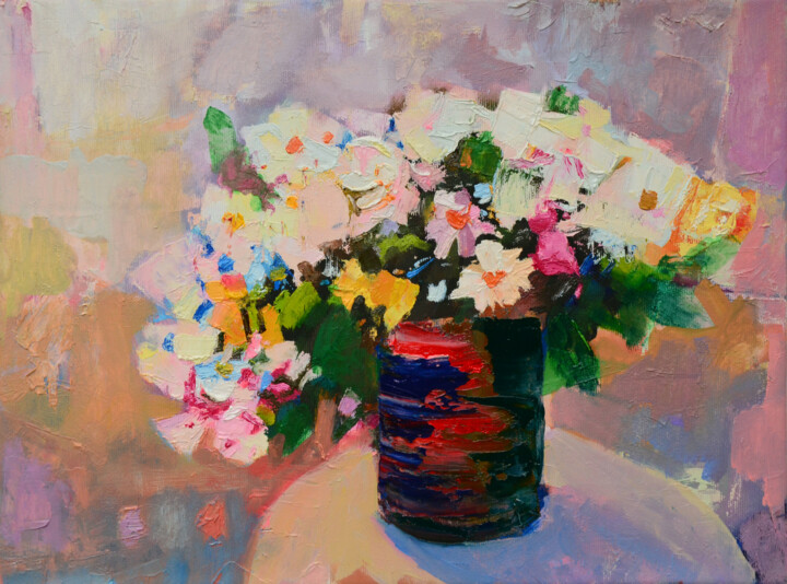 Painting titled "The smell of flowers" by Ihor Melnyk, Original Artwork, Oil Mounted on Wood Stretcher frame