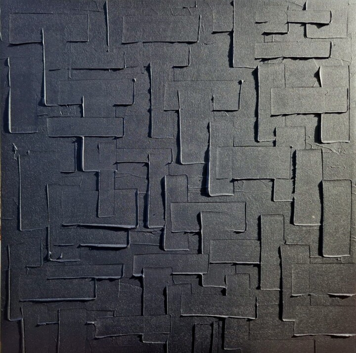 Peinture intitulée "MONOCHROME NOIR -Ta…" par Sandrine Hartmann, Œuvre d'art originale, Acrylique Monté sur Châssis en bois