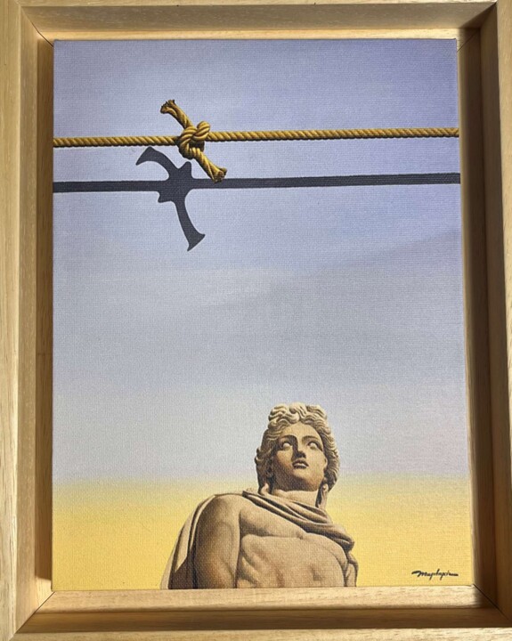 Painting titled "APOLONA'S REGARD" by Manolis Maridakis, Original Artwork, Oil Mounted on Wood Stretcher frame