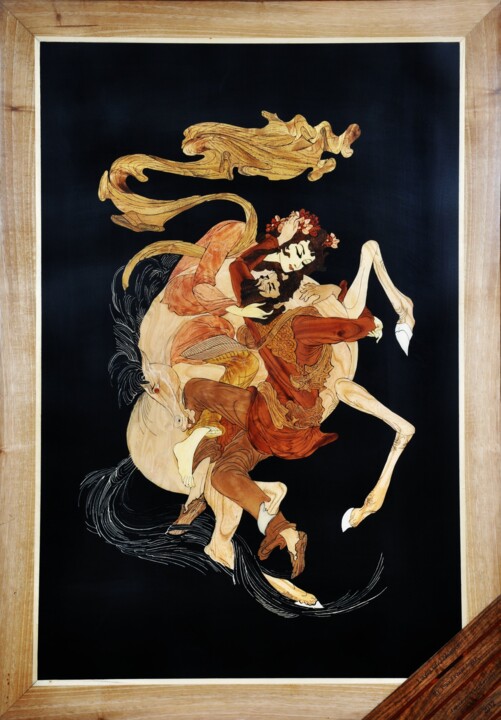 Sculpture titled "Layla and Majnun -…" by Roauf Khalil Aqayi, Original Artwork, Wood