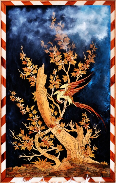 Sculpture titled "The Phoenix and the…" by Roauf Khalil Aqayi, Original Artwork, Wood