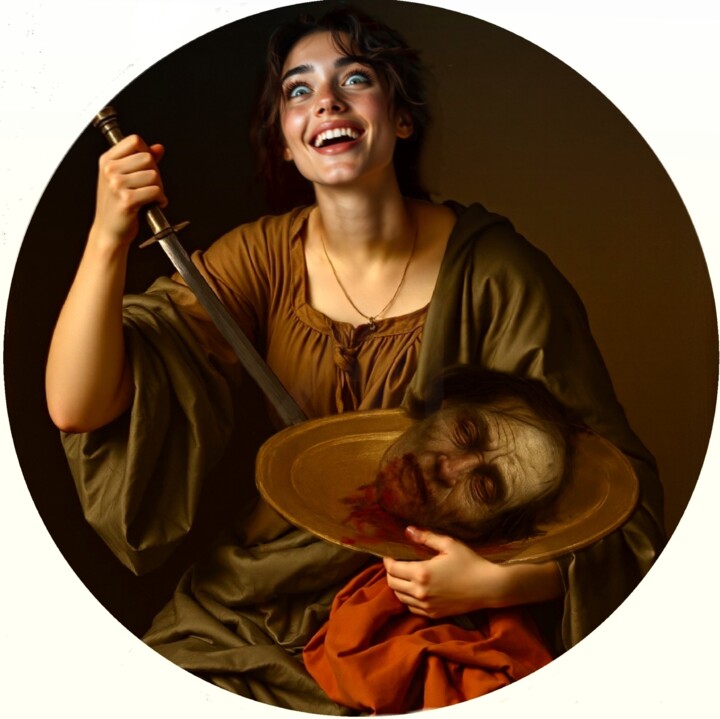 Peinture intitulée "ERODIADE CON LA TES…" par Costapintor, Œuvre d'art originale, Huile Monté sur Panneau de bois