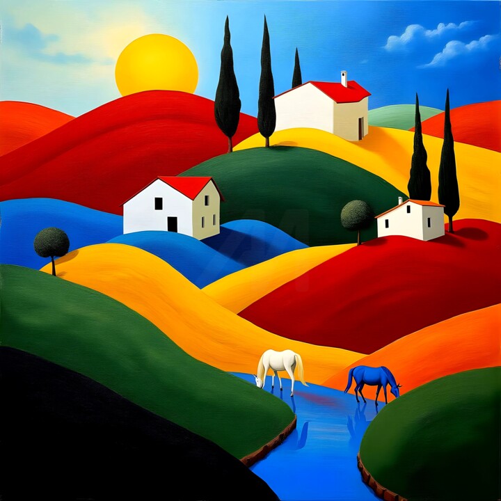 "Paesaggio toscano 3" başlıklı Dijital Sanat Angelo Mazzoleni tarafından, Orijinal sanat, 2D Dijital Çalışma