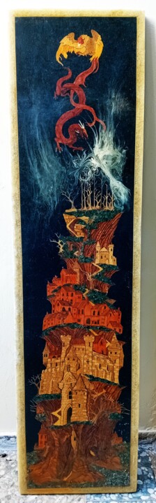 Sculpture titled "The Battle of Fire…" by Roauf Khalil Aqayi, Original Artwork, Wood