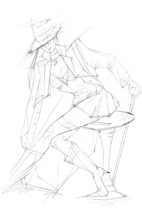 Desenho intitulada "Stile investigatore" por O. Soniart, Obras de arte originais, Grafite