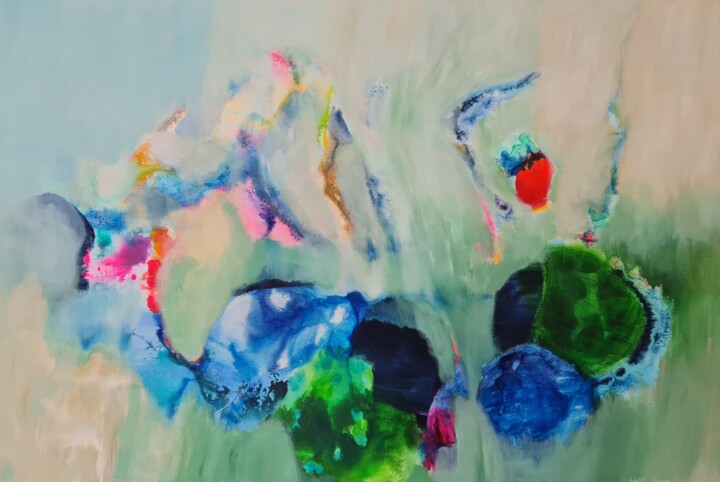 Malerei mit dem Titel "Matcha Green" von Wioletta Gancarz, Original-Kunstwerk, Acryl